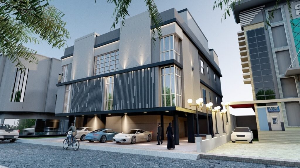 مشروع عمارة تجارية تحت الإنشاء
